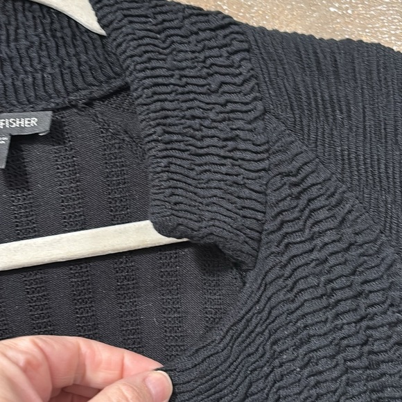 Eileen Fisher system silk Sheen Jacquard Black Stand Collar size Small - Picture 3 of 7